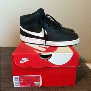 Women’s Nike Court Vision Mid Tops Black and White